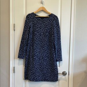 Talbots Blue Animal Print Long Sleeve Dress